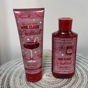 BBW Mrs Clause Cocktail Body Cream and Body Wash Set of 2 NWT